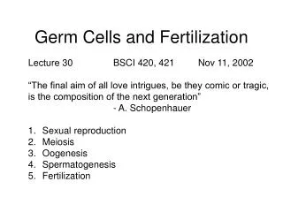 Germ Cells and Fertilization
