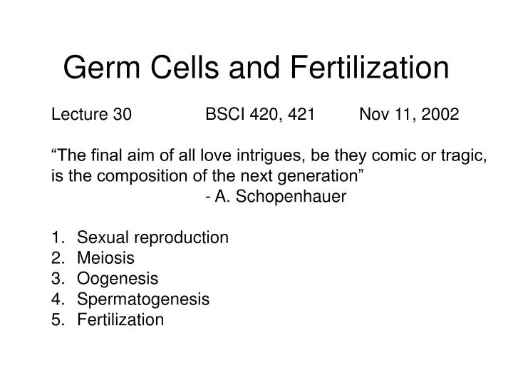 germ cells and fertilization