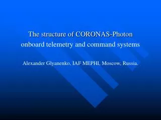 The structure of CORONAS-Photon onboard telemetry and command systems