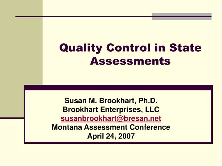 quality control in state assessments