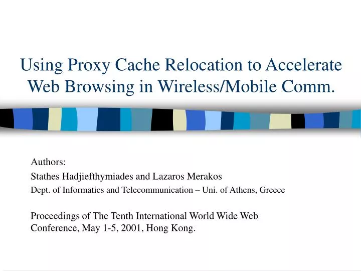 using proxy cache relocation to accelerate web browsing in wireless mobile comm