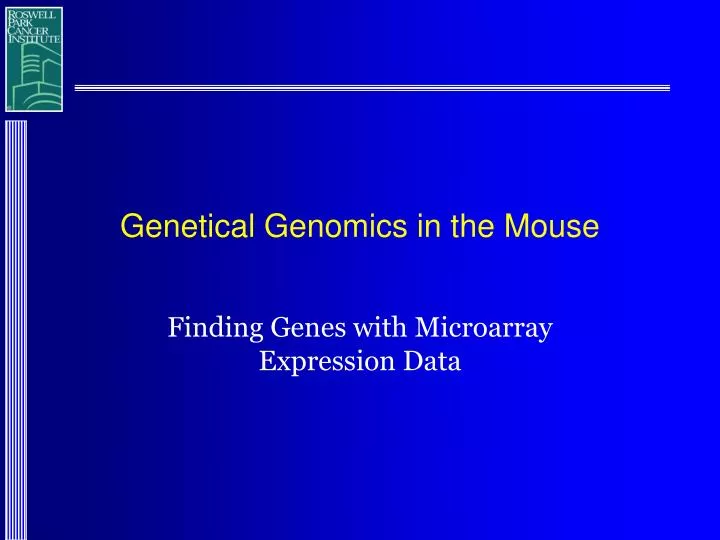 genetical genomics in the mouse