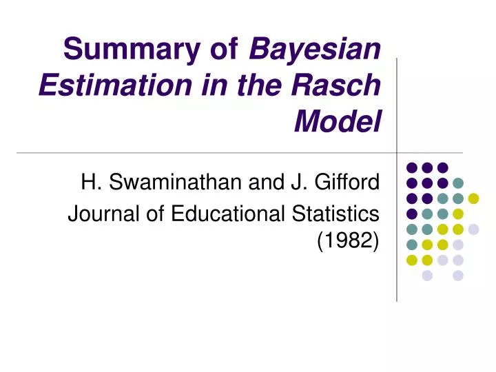 summary of bayesian estimation in the rasch model