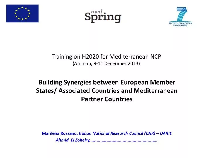 training on h2020 for mediterranean ncp amman 9 11 december 2013