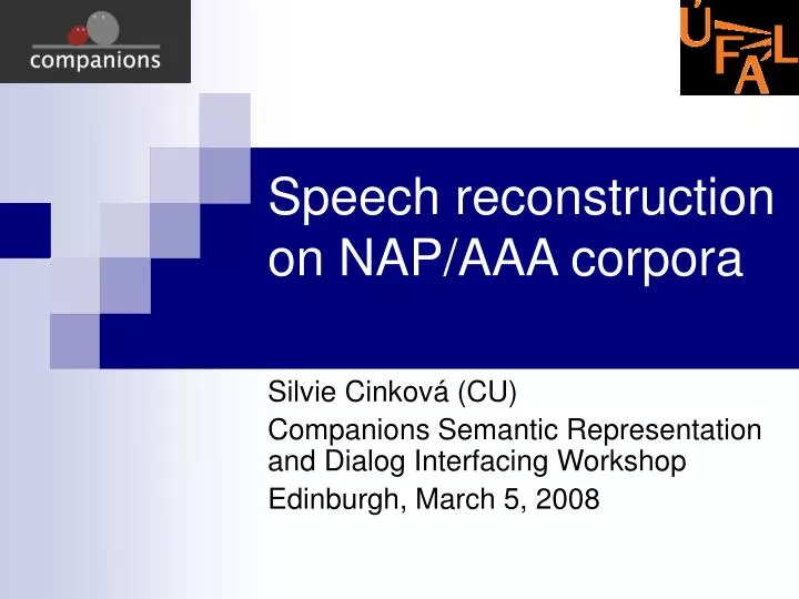 speech reconstruction on nap aaa corpora