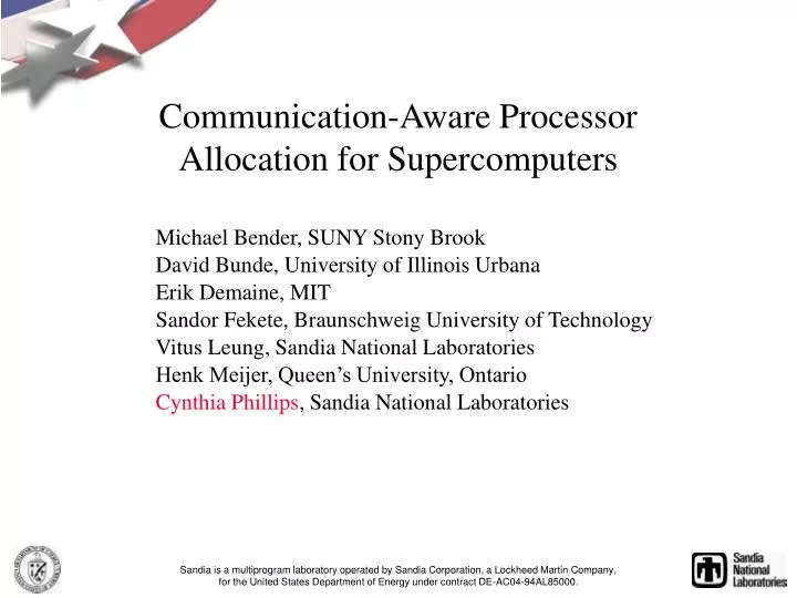 communication aware processor allocation for supercomputers