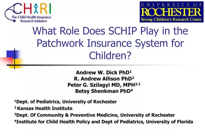 what role does schip play in the patchwork insurance system for children