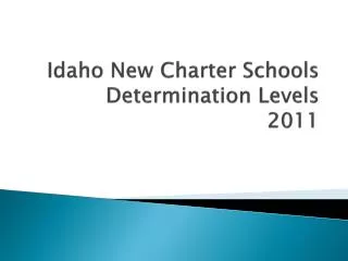 Idaho New Charter Schools Determination Levels 2011