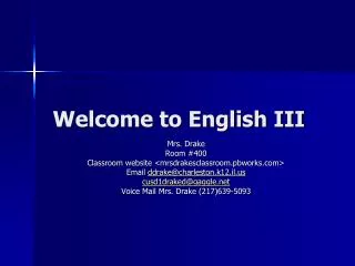 Welcome to English III