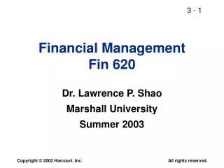 Financial Management Fin 620