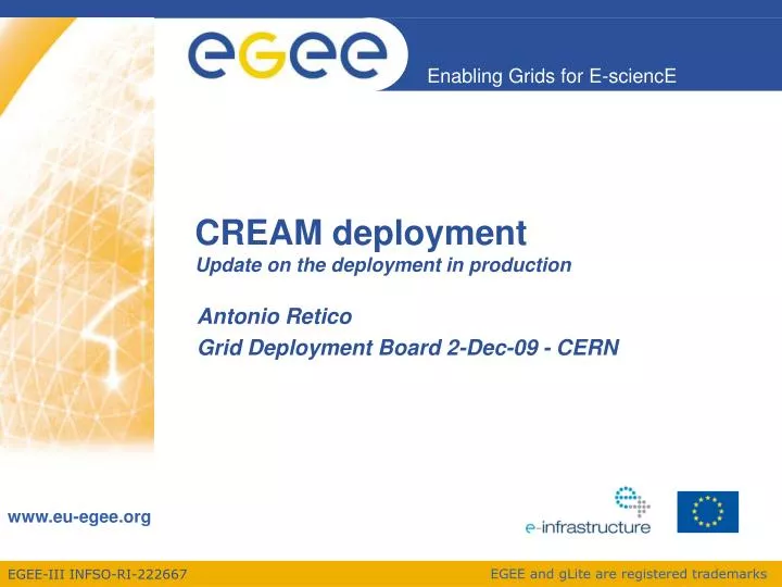 cream deployment update on the deployment in production