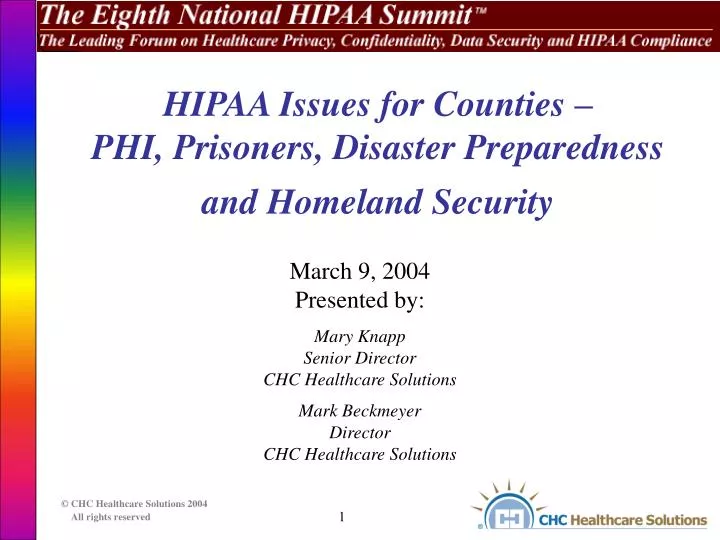 hipaa issues for counties phi prisoners disaster preparedness and homeland security