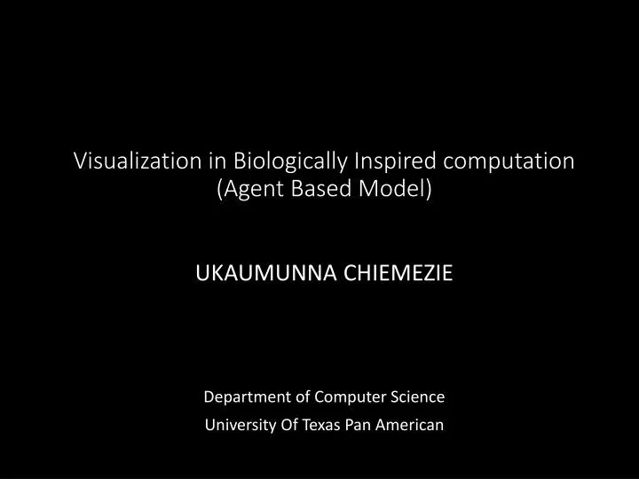 visualization in biologically inspired computation agent based model