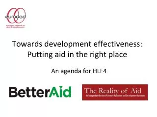 Towards development effectiveness: Putting aid in the right place