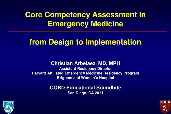 core competency assessment in emergency medicine from design to implementation