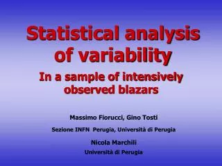 Statistical analysis of variability