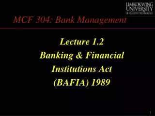 MCF 304: Bank Management