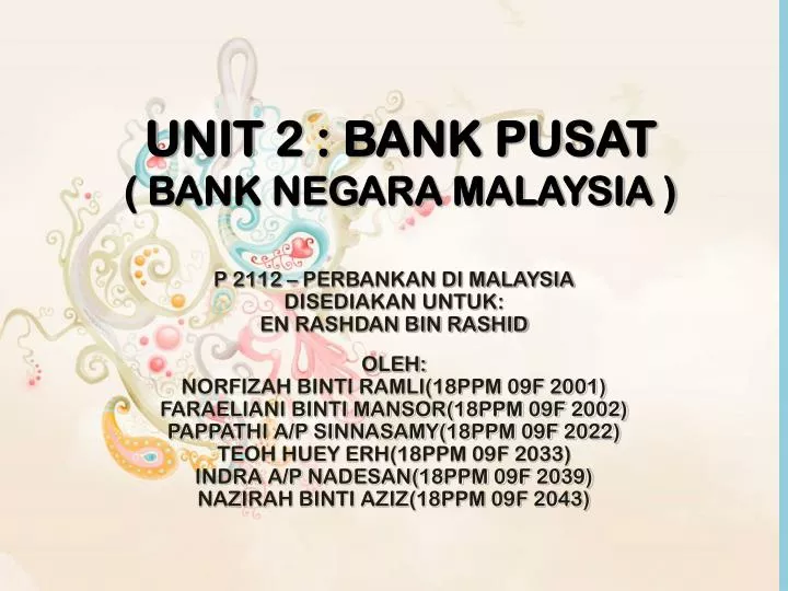 unit 2 bank pusat bank negara malaysia