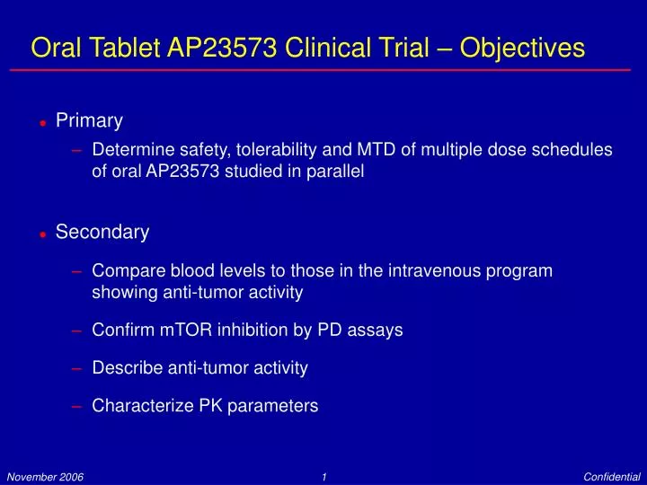 oral tablet ap23573 clinical trial objectives