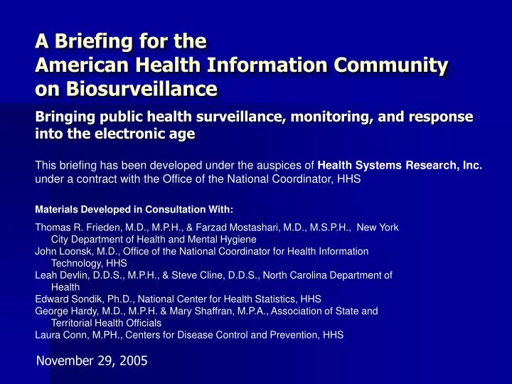 bringing public health surveillance monitoring and response into the electronic age