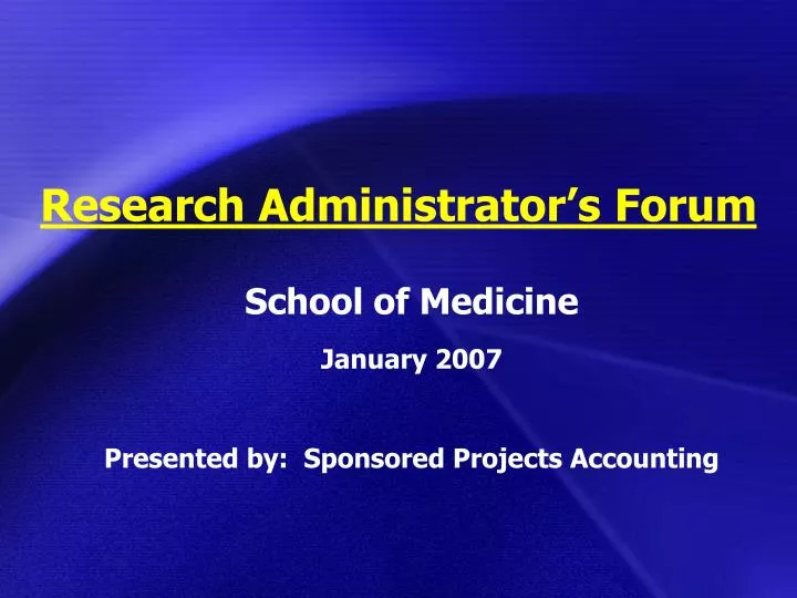 research administrator s forum