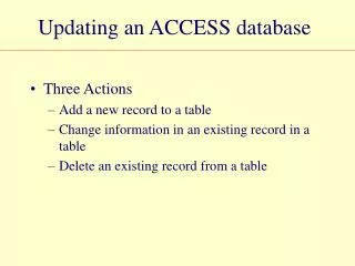 Updating an ACCESS database