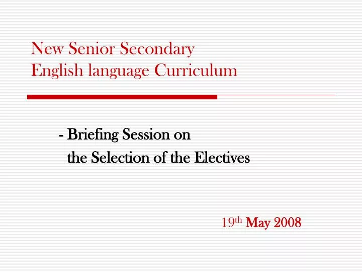 new senior secondary english language curriculum
