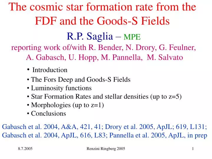 the cosmic star formation rate from the fdf and the goods s fields