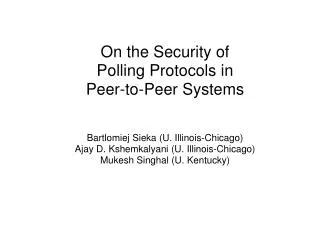 On the Security of Polling Protocols in Peer-to-Peer Systems