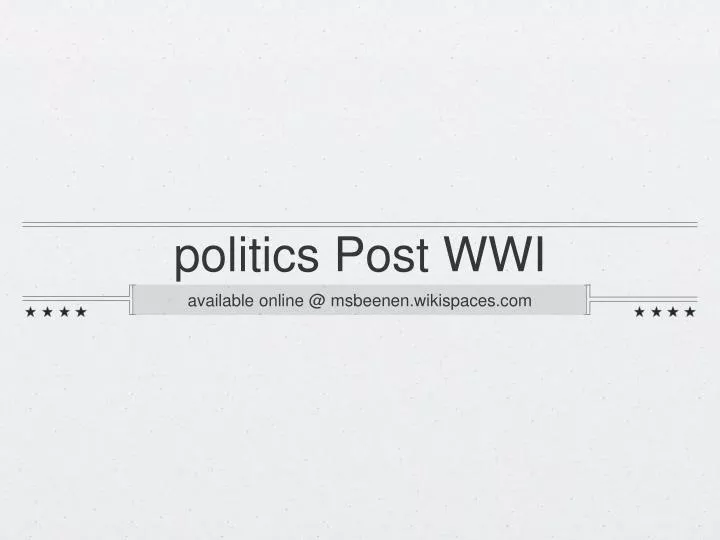 politics post wwi