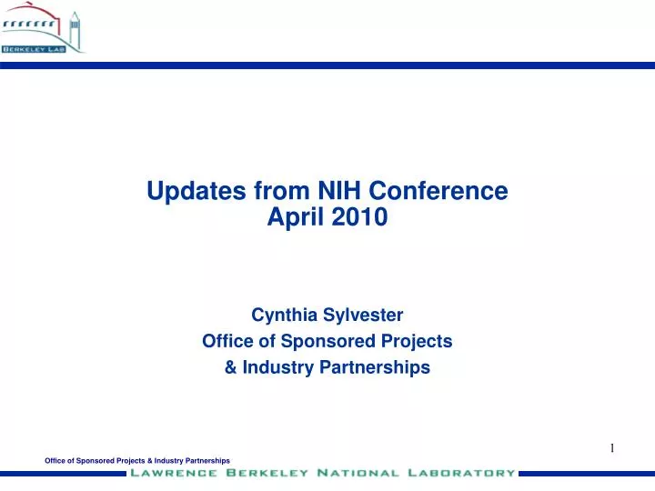 updates from nih conference april 2010