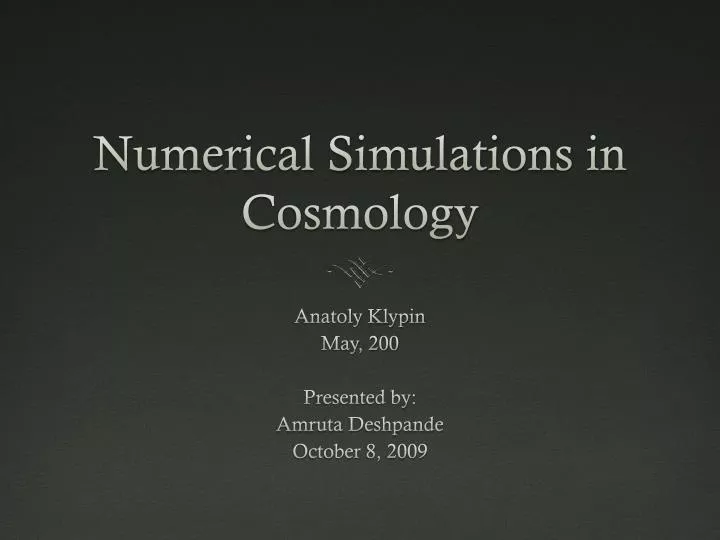 numerical simulations in cosmology