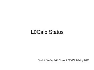 L0Calo Status