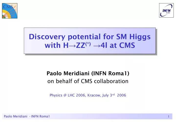discovery potential for sm higgs with h zz 4l at cms