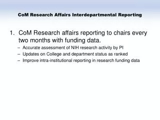 CoM Research Affairs Interdepartmental Reporting