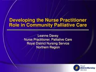 Developing the Nurse Practitioner Role in Community Palliative Care