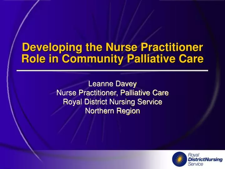 developing the nurse practitioner role in community palliative care