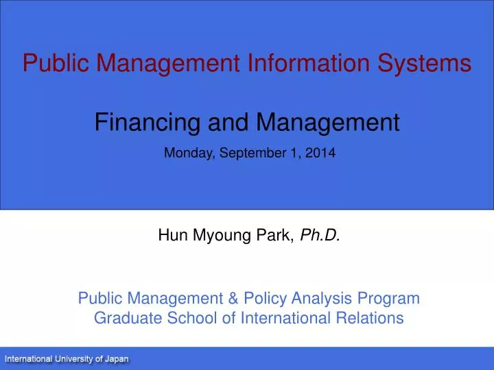 public management information systems financing and management monday september 1 2014