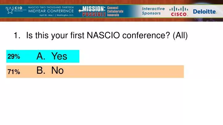1 is this your first nascio conference all