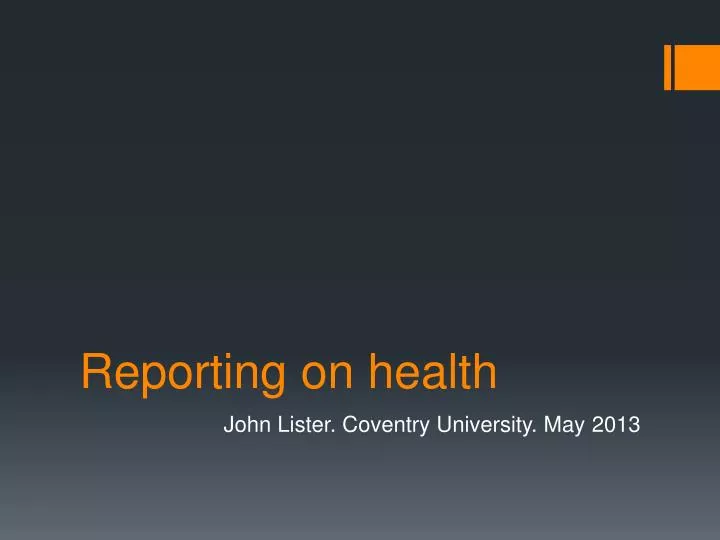 reporting on health