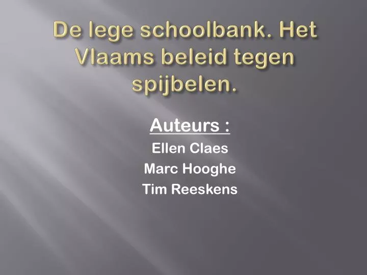 de lege schoolbank het vlaams beleid tegen spijbelen