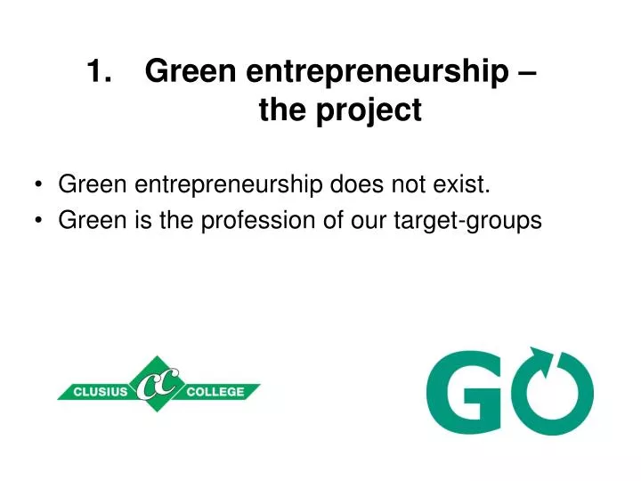 green entrepreneurship the project