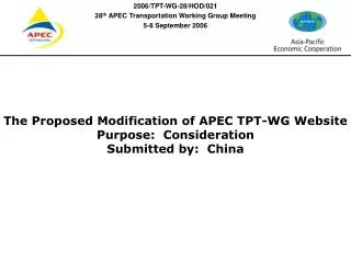 The Proposed Modification of APEC TPT-WG Website