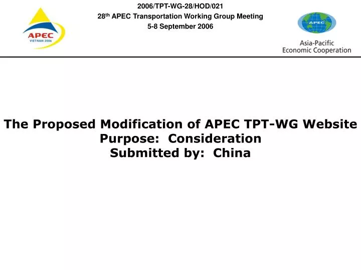 the proposed modification of apec tpt wg website