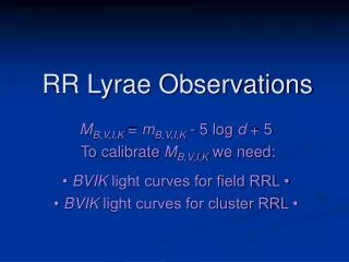 RR Lyrae Observations