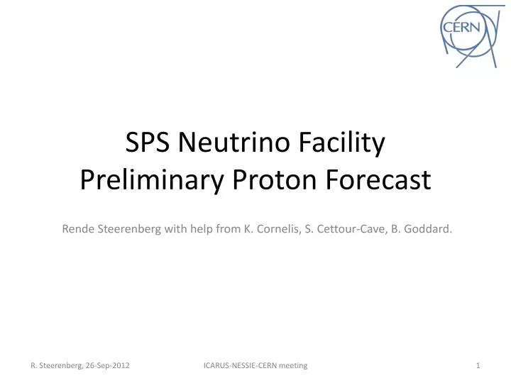 sps neutrino facility preliminary proton forecast