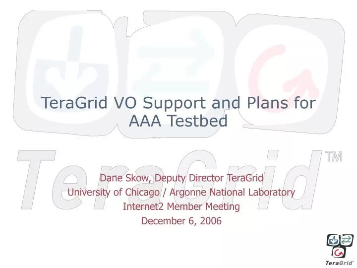 teragrid vo support and plans for aaa testbed