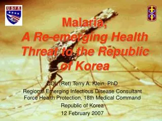 Malaria, A Re-emerging Health Threat to the Republic of Korea