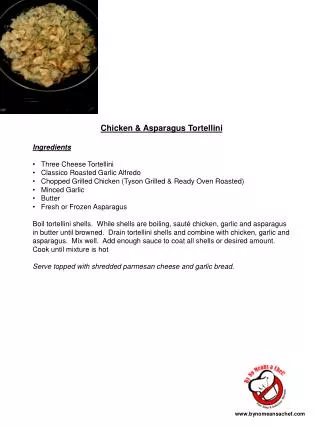 Chicken &amp; Asparagus Tortellini Ingredients Three Cheese Tortellini
