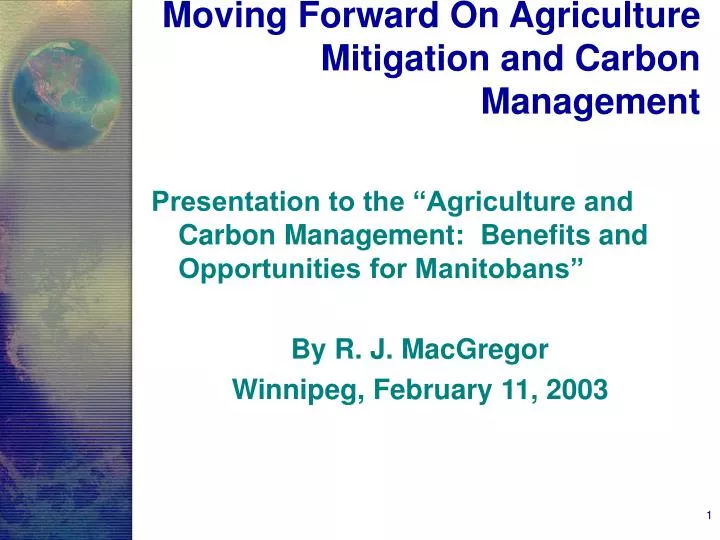 moving forward on agriculture mitigation and carbon management
